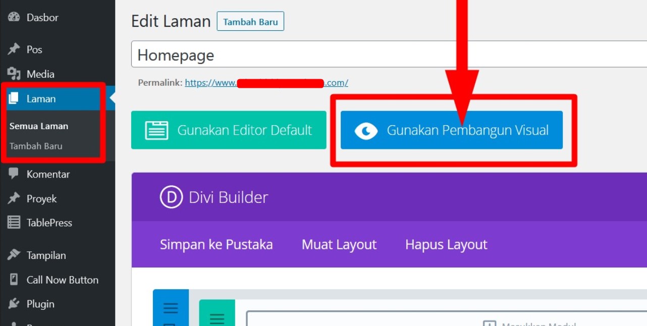 Use Visual Bulder Gunakan Pembangun Visual